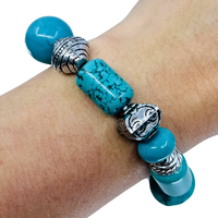 Gemstone Fashion Bead Bracelet BLUE HOWLITE 