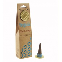 ORGANIC Goodness Incense Cones Nag Champa with Ceramic Holder BOX of 12 Packets
