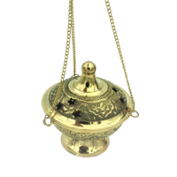 Brass CHARCOAL HANGING CENSER Delux Engraved Large