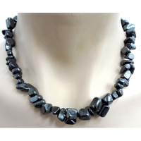 Crystal Chip Necklace HEMATITE Chunky