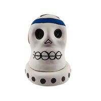 Cone Holder Clay Painted Skull White with PENTACLE