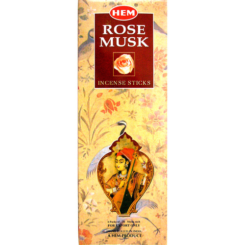 HEM Incense Square ROSE MUSK 8 stick BOX of 25 Packets