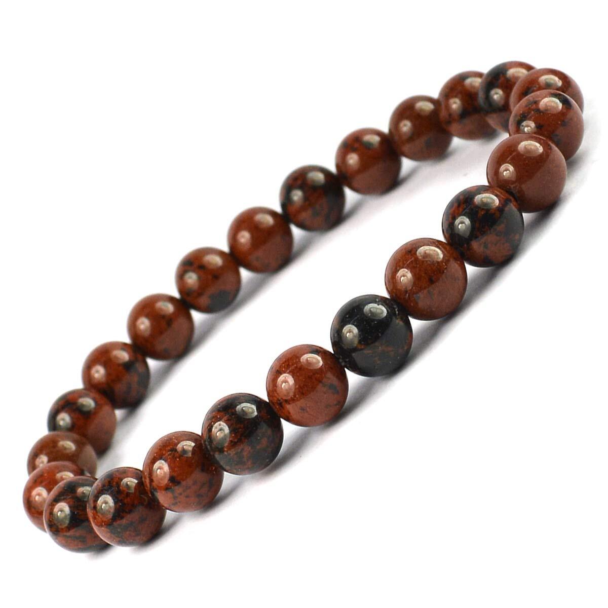 Crystal Bead Bracelet MAHOGANY OBSIDIAN 8mm Small - Silverstone