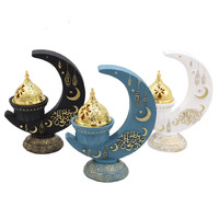 Incense Charcoal & Resin Burner CRESCENT MOON on Stand WHITE