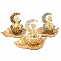 Incense Charcoal & Resin Burner CREASANT MOON ON LEAF Black