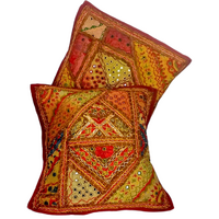 Cushion Cover Boho Sequin MAROON Mirrorwork