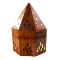 CONE HOLDER Wooden PYRAMID BOX With Brass Inlay 5 inch
