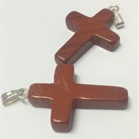 Cross Pendant 25mm RED JASPER