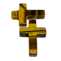 Crystal Cross Pendant TIGER EYE Side Drilled