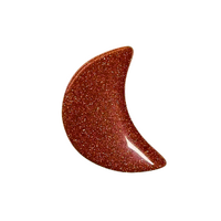 Crescent Moon Pendant 37mm GOLDSTONE BROWN Side Drilled