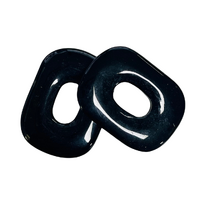 Crystal Pendant Rectangular Donut BLACK STONE 30x40mm