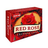 HEM Incense Cones RED ROSE BOX of 12 Packets