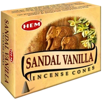 HEM Incense Cones SANDAL VANILLA BOX of 12 Packets