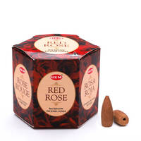HEM Incense Cones Backflow RED ROSE BOX of 12 Packets
