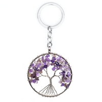 Handmade Key Chain TREE OF LIFE Amethyst 50mm