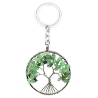 Handmade Key Chain TREE OF LIFE Green Aventurine 50mm