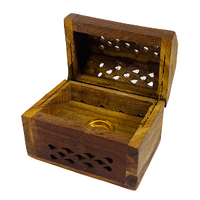 INCENSE HOLDER Wooden HEXAGONAL Lid Box 3 inch PLAIN Cutwork