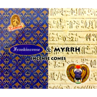 Kamini Incense Cones FRANKINCENSE MYRRH Box of 12 Packets