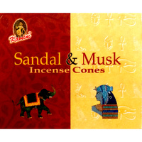 Kamini Incense Cones SANDAL MUSK BOX of 12 Packets