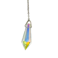 Crystal Aura QUARTZ Pendulum with Chain, Bead & Pouch