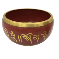 Tibetan Singing Bowl 12cm Hand Painted RED with Wooden Striker