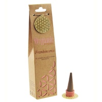 ORGANIC Goodness Incense Cones Frankincense with Ceramic Holder BOX of 12 Packets