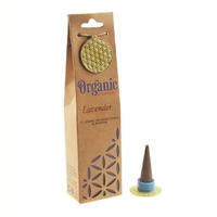 ORGANIC Goodness Incense Cones Lavender with Ceramic Holder BOX of 12 Packets