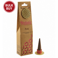 ORGANIC Goodness Incense Cones ROSE with Holder BOX of 12 Packets