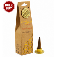 ORGANIC Goodness Incense Cones SANDALWOOD with Ceramic Holder BOX 12 Packets