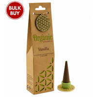 ORGANIC Goodness Incense Cones VANILLA with Holder BOX of 12 Packets