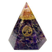 Orgonite Pyramid AMETHYST with medallion HEXAGON