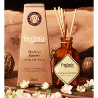 ORGANIC Goodness Reed Room Diffuser Jasmine - Madurai  in Amber Glass Jar