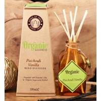 ORGANIC Goodness Reed Room Diffuser PATCHOULI VANILLA in Amber Glass Jar