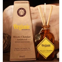 ORGANIC Goodness Reed Room Diffuser SANDALWOOD MYSORE CHANDAN in Amber Glass Jar