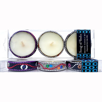 Perfumed Soy Candles BEADED Set of 3 BLUE