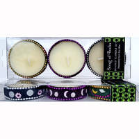 Perfumed Soy Candles BEADED Set of 3 GREEN