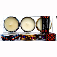 Perfumed Soy Candles BEADED Set of 3 ORANGE