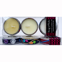 Perfumed Soy Candles BEADED Set of 3 PINK