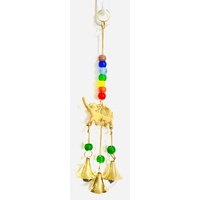Brass Wind Chime ELEPHANT Trunk Up 7 CHAKRA with Glass Beads 