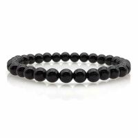 Crystal Bead Bracelet BLACK AGATE 6mm X Small