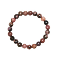 Crystal Bead Bracelet BLACK LACE RHODONITE 4mm
