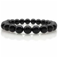 Crystal Bead Bracelet BLACK TOURMALINE 8mm Small