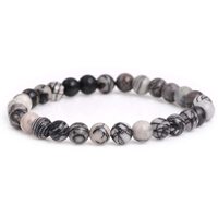 Crystal Bead Bracelet BLACK WEB JASPER 10mm Medium