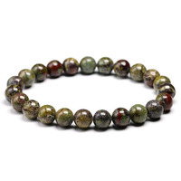 Crystal Bead Bracelet DRAGON BLOOD JASPER 10mm Medium