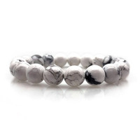 Crystal Bead Bracelet WHITE HOWLITE 10mm Medium