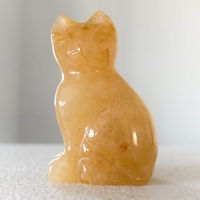Carved Crystal SITTING CAT Aventurine Red 40mm