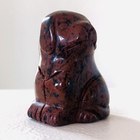 Carved Crystal SITTING DOG Mahogany Obsidian 40mm