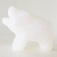 Carved Crystal Hippo WHITE JADE 40mm