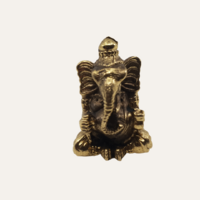 Brass Statue INDIAN SITTING GANESH TUSK mini