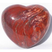 Carved Crystal PUFF HEART Breciated Jasper 40mm
